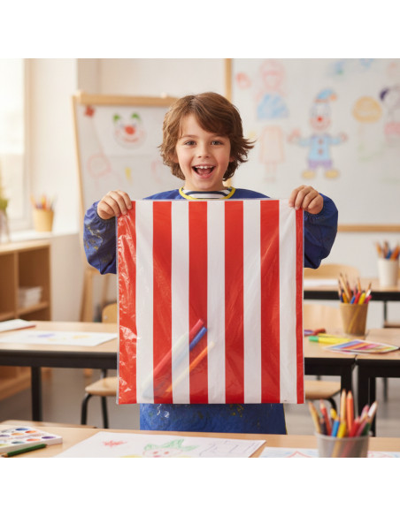 ▷ BOLSAS FIXO KIDS DISFRACES PAYASO RAYAS 56X70CM PACK 25UDS | Taine - Imagen 2