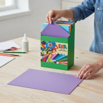 ▷ GOMA EVA EXPOSITOR CARTON 120 LAMINAS X 12 COLORES 40X60CM 2MM FAIBO | Taine - Imagen 2