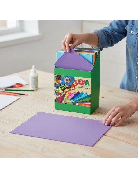 ▷ GOMA EVA EXPOSITOR CARTON 120 LAMINAS X 12 COLORES 40X60CM 2MM FAIBO | Taine - Imagen 2