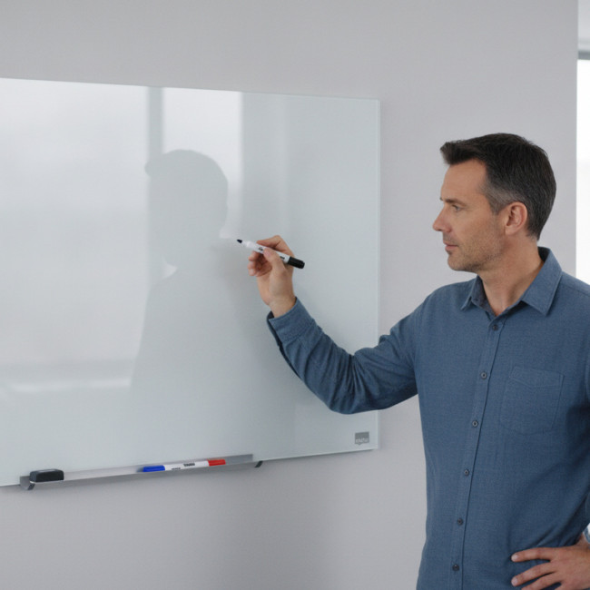 ▷ PIZARRA NOBO CRISTAL 31" BLANCA MAGNETICA DIAMON 680x380MM | Taine - Imagen 2