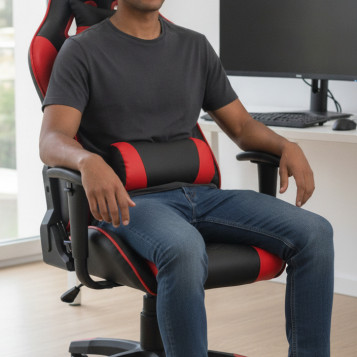 ▷ SILLA GAMING ATALAYA SIMILPIEL NEGRO/ROJO PIQUERAS Y CRESPO | Taine - Imagen 2