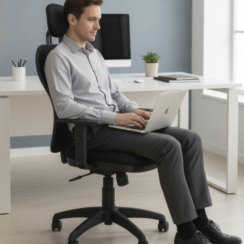▷ SILLA JORQUERA MALLA NEGRA ASIENTO BALI NEGRO CON CABECERO FIJO PIQUERAS Y CRESP | Taine - Imagen 2