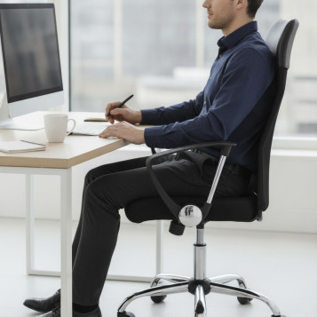 ▷ SILLA GONTAR RESPALDO MALLA NEGRO ASIENTO NEGRO PYC | Taine - Imagen 2