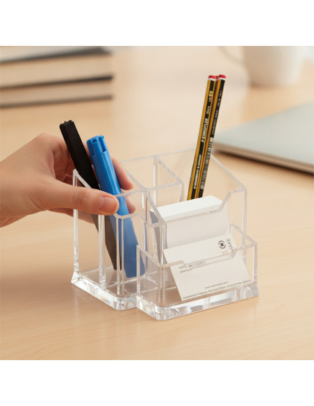 ▷ ORGANIZADOR ARCHIVO 2000 SOBREMESA 828 CUADRADO 6 COMP. TRANSPARENTE | Taine - Imagen 2