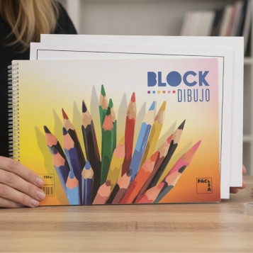 ▷ BLOC PACSA DIBUJO ESPIRAL COLOURS 20H LISO C/REC 230X330 130G | Taine - Imagen 2