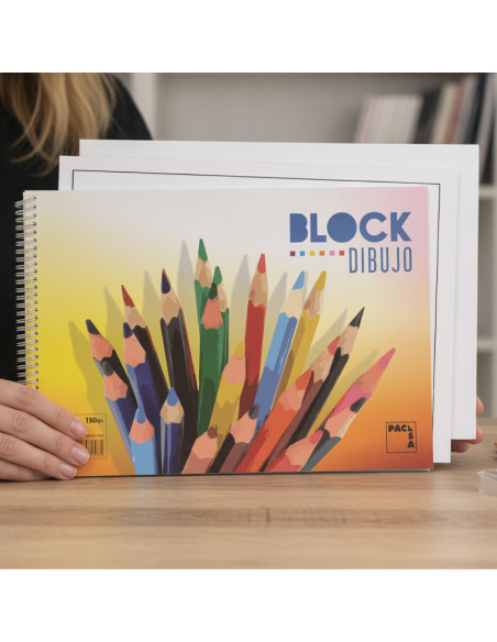 ▷ BLOC PACSA DIBUJO ESPIRAL COLOURS 20H LISO C/REC 230X330 130G | Taine - Imagen 2