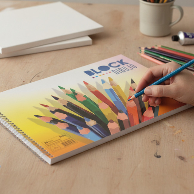 ▷ BLOC PACSA DIBUJO ESPIRAL COLOURS 20H LISO S/RECU 230X330 130G | Taine - Imagen 2