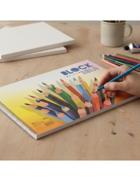▷ BLOC PACSA DIBUJO ESPIRAL COLOURS 20H LISO S/RECU 230X330 130G | Taine - Imagen 2