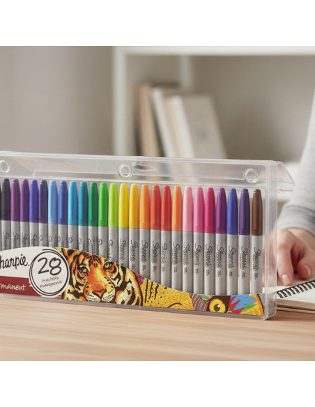▷ ROTULADORES SHARPIE 28 UDS ESTUCHE PEZ FINE | Taine - Imagen 2