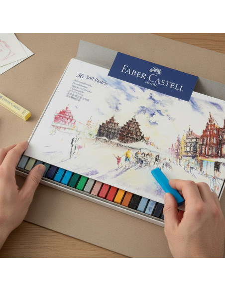 ▷ CAJA FABER CASTELL36 UDS SOFT PASTEL MULTICOLOR COLORES | Taine - Imagen 2