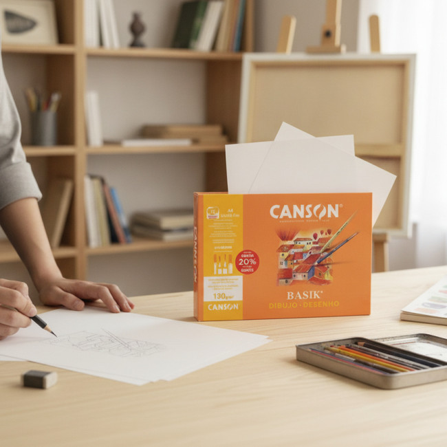 ▷ LAMINAS DIBUJO BASIK MINIPACK 10H A4 LISO 130G CANSON | Taine - Imagen 2