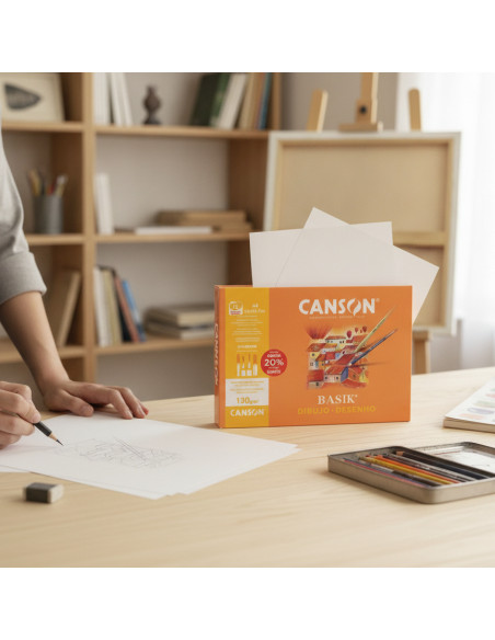 ▷ LAMINAS DIBUJO BASIK MINIPACK 10H A4 LISO 130G CANSON | Taine - Imagen 2