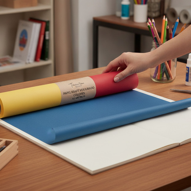 ▷ PAPEL KRAFT VERJURADO COLORES 10 METROS | Taine - Imagen 6