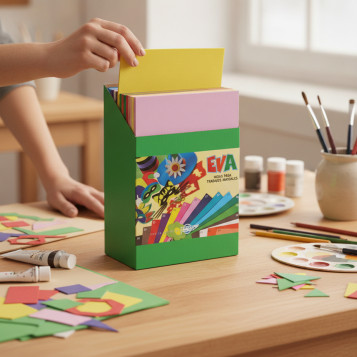 ▷ GOMA EVA FAIBO COLORES EXPOSITOR CARTON 120 LAMINAS X 12 | Taine - Imagen 2