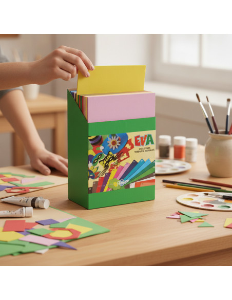 ▷ GOMA EVA FAIBO COLORES EXPOSITOR CARTON 120 LAMINAS X 12 | Taine - Imagen 2