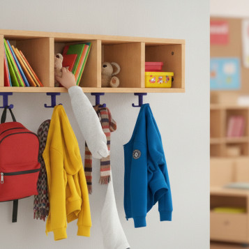 ▷ PERCHERO TAGAR CASILLERO INFANTIL MELAMINA HAYA 4 HUECOS/4 GANCHOS PP | Taine - Imagen 2