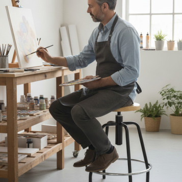 ▷ TABURETE TAGAR LABORATORIO MOD.290 REGULABLE ALTURA MADERA DE HAYA COLOR | Taine - Imagen 2