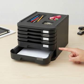 ▷ MODULO FAIBO 6 CAJONES NEGRO 28,5×37,5×23 cm. APILABLE | Taine - Imagen 2