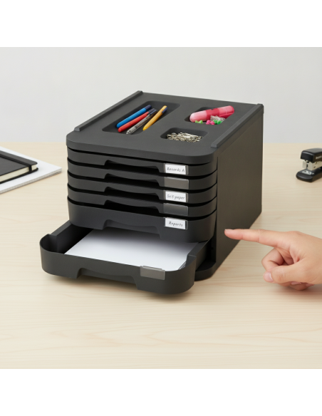 ▷ MODULO FAIBO 6 CAJONES NEGRO 28,5×37,5×23 cm. APILABLE | Taine - Imagen 2