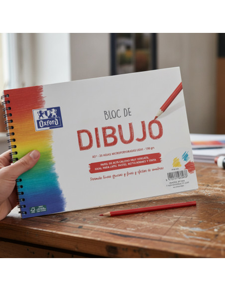 ▷ BLOC DIBUJO OXFORD ESPIRAL A5+ 20HJ 130GR LISO | Taine - Imagen 2