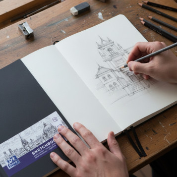 ▷ BLOC DIBUJO OXFORD LAPIZ A5 ARTBOOK COSIDO 90HJ 100HJ NEGRO | Taine - Imagen 2