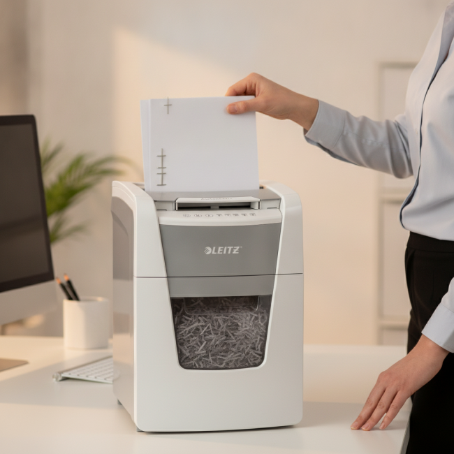 ▷ DESTRUCTORA LEIZ IQ AUTO+ PARA P.OFICINA 100 P5 AUTOALIMENTACIÓN BLANCA | Taine - Imagen 2