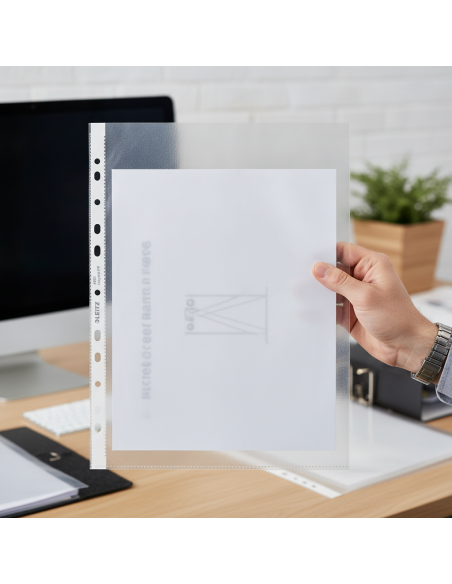 ▷ FUNDA LEITZ MULTITALADRO (25UDS) PP "PIEL DE NARANJA" C REFUERZO 100MC | Taine - Imagen 2