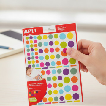 ▷ BOLSA GOMETS REDONDOS REMOVIBLES MULTICOLOR 6 HOJAS APLI | Taine - Imagen 2