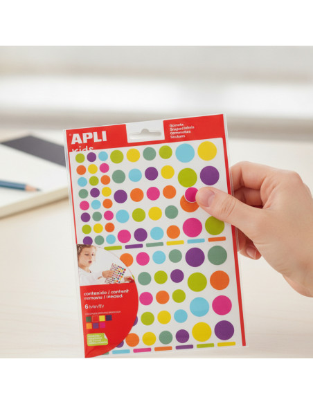 ▷ BOLSA GOMETS REDONDOS REMOVIBLES MULTICOLOR 6 HOJAS APLI | Taine - Imagen 2