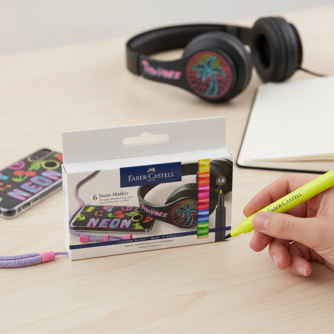 ▷ ROTULADOR FABER CASTELL NEON CREATIVO PACK 6 UDS | Taine - Imagen 3