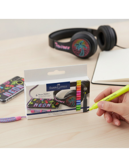 ▷ ROTULADOR FABER CASTELL NEON CREATIVO PACK 6 UDS | Taine - Imagen 3