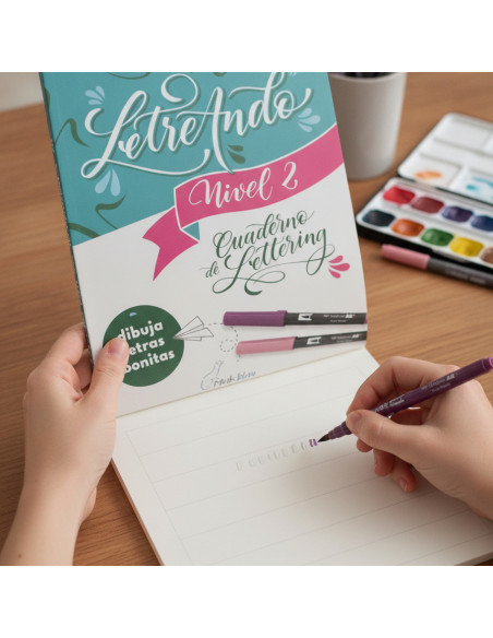 ▷ BLOC DIBUJO TOMBO ROTULADORES ACUARELABLES LETTERING LETREANDO 2 | Taine - Imagen 2