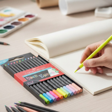 ▷ LAPICES FABER CASTELL 12 UDS PASTELyNEON BLACK EDICION | Taine - Imagen 2