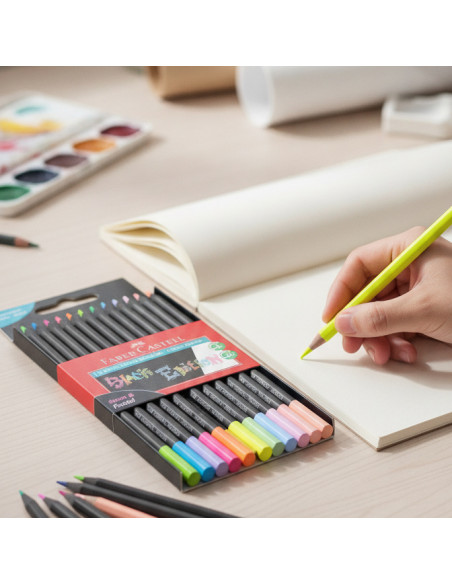 ▷ LAPICES FABER CASTELL 12 UDS PASTELyNEON BLACK EDICION | Taine - Imagen 2