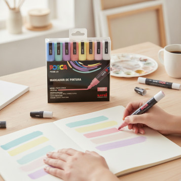 ▷ SET ROTULADORES POSCA 8 UDS PC5M PASTEL | Taine - Imagen 2