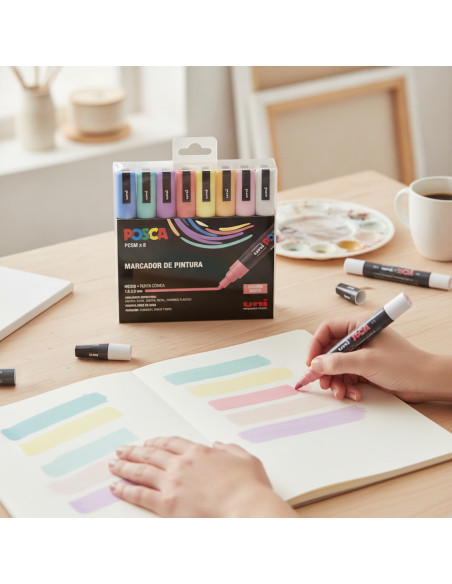 ▷ SET ROTULADORES POSCA 8 UDS PC5M PASTEL | Taine - Imagen 2