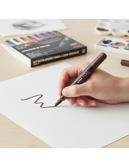 ▷ SET ROTULADORES POSCA 8 UDS PC5M OSCUROS | Taine - Imagen 2