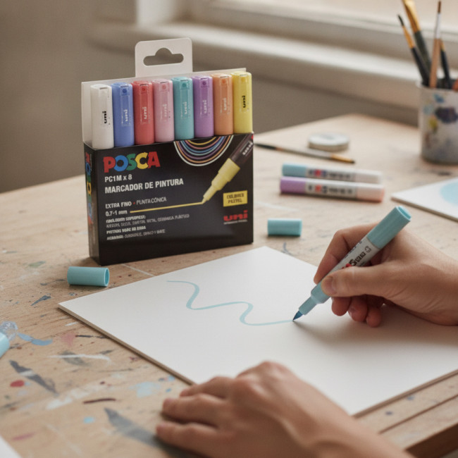 ▷ SET ROTULADORES POSCA 8 UDS PC1M PASTEL | Taine - Imagen 2