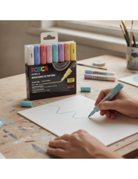 ▷ SET ROTULADORES POSCA 8 UDS PC1M PASTEL | Taine - Imagen 2