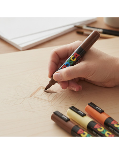 ▷ SET ROTULADORES POSCA 4 UDS PC5M MADERA | Taine - Imagen 2