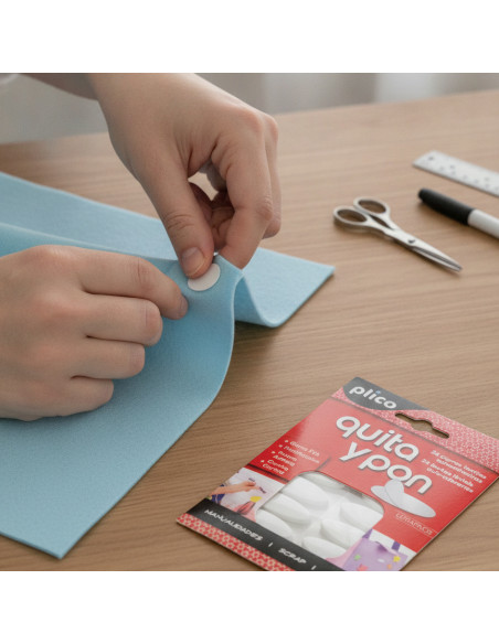 ▷ QUITA Y PON PLICO 24 MINI CIERRES TEXTILES AUTOADHESIVOS | Taine - Imagen 2