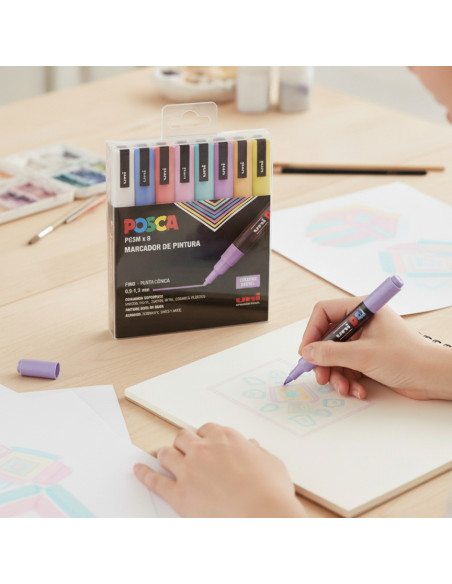 ▷ SET ROTULADORES POSCA 8 UDS PC3M PASTEL | Taine - Imagen 2