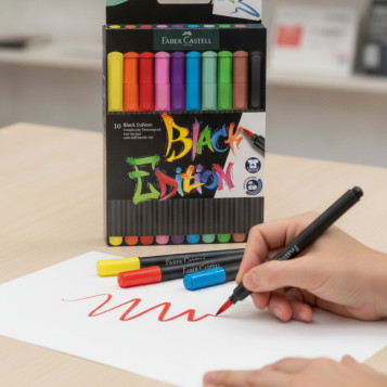 ▷ ROTULADORES FABER CASTELL 10 UDS PINCEL COLORES BLACK EDITION | Taine - Imagen 2