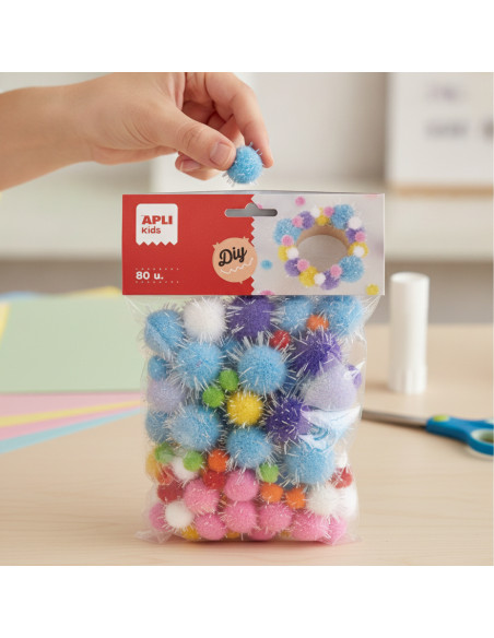 ▷ POMPONES GLITTER PASTEL 80UND | Taine - Imagen 2