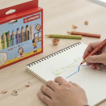 ▷ LAPICES STABILO 10 UDS COLOR WOODY 3 EN 1-SURTIDAS+SACAPUNTAS | Taine - Imagen 2