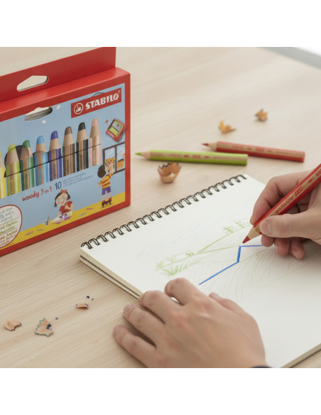 ▷ LAPICES STABILO 10 UDS COLOR WOODY 3 EN 1-SURTIDAS+SACAPUNTAS | Taine - Imagen 2
