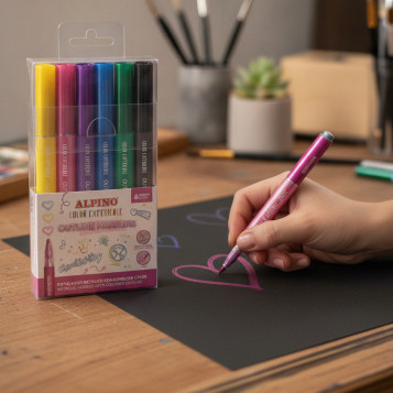 ▷ ROTULADORES ALPINO 6 UDS METALIZADOS BORDE COLOR EXPIRIENCE | Taine - Imagen 2