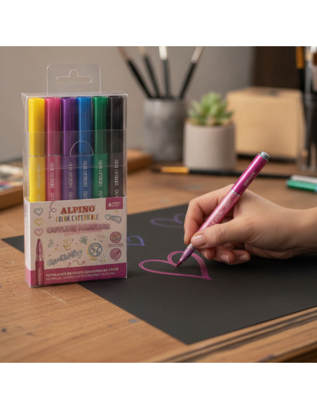 ▷ ROTULADORES ALPINO 6 UDS METALIZADOS BORDE COLOR EXPIRIENCE | Taine - Imagen 2