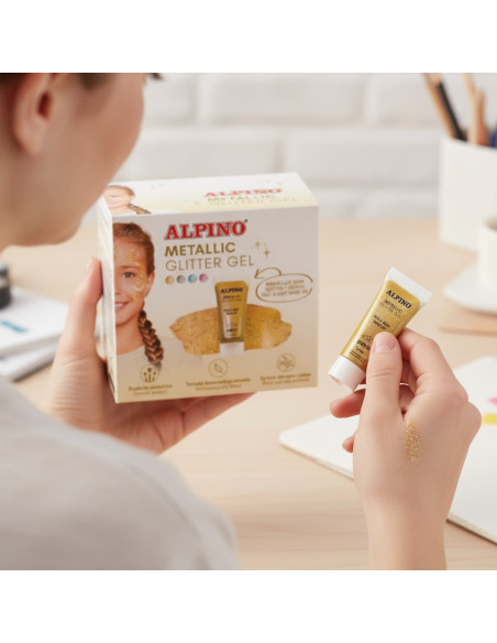 ▷ MAQUILLAJE ALPINO ORO ESTUCHE 6 GLITTER GEL METALICO | Taine - Imagen 2