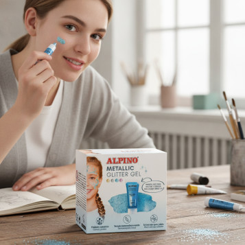 ▷ MAQUILLAJE ALPINO AZUL METALIZADO ESTUCHE 6 GLITTER GEL | Taine - Imagen 2